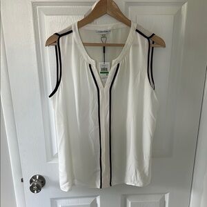 Calvin Klein White Sleeveless Tank Top with Black Trim